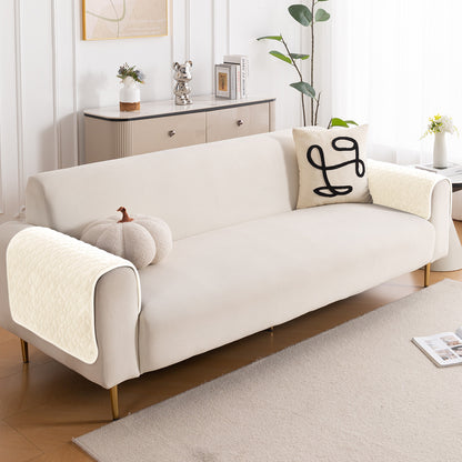 Diamond Plush Pebble Quilted Sofa Cover Mat, Cream