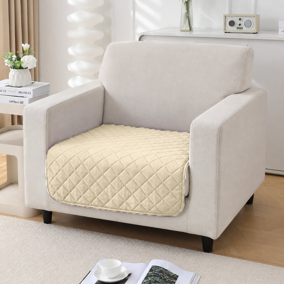 Drylin Quilted Sofa Cover Mat, Cream