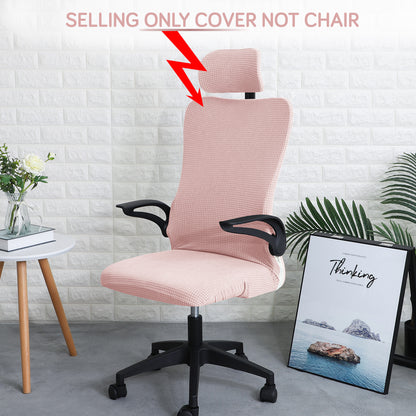 Stretchable Jacquard Office Boss Chair Seat Cover with Headrest Cover for Computer Desk Chair, Pink