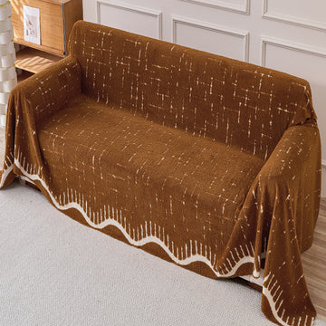 Buy Brown Colour Supple Soft Wavy Plush Sofa Throw for Complete Sofa | HOKIPO