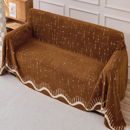Buy Brown Colour Supple Soft Wavy Plush Sofa Throw for Complete Sofa | HOKIPO