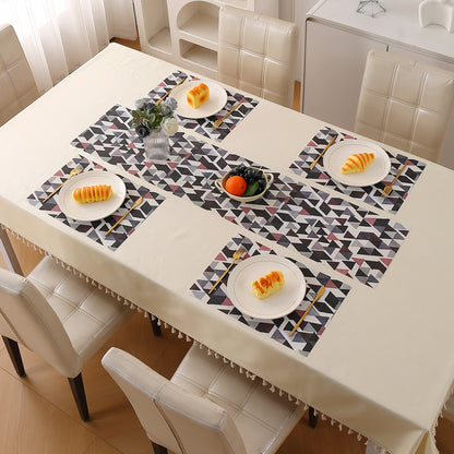 Color Splash PVC Mats for Dining Table, Triangular Mosaic - Burgundy Red