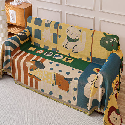 All-Season Chenille Sofa Throw, Cuddle Friends Series