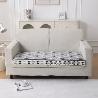 LiefNest Printed Holland Velvet Sofa Mat with Foam Filling - Snowflakes Gradient Grey for 1/2/3 Seater & Armrest