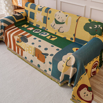 All-Season Chenille Sofa Throw, Cuddle Friends Series