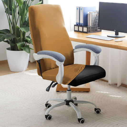 Office Chair Cover for Executive Chair (High-Back) – 140 GSM Stretchable Fabric – Washable & Anti-Slip – Fits Big & Tall Office Chairs, Camel