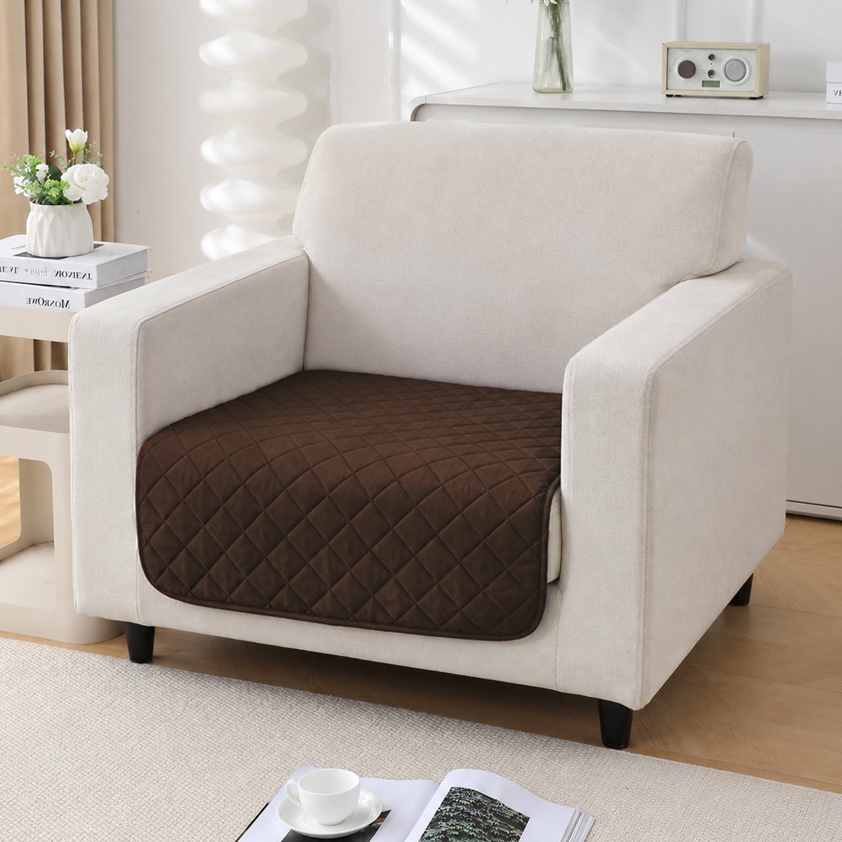 Drylin Quilted Sofa Cover Mat, Brown