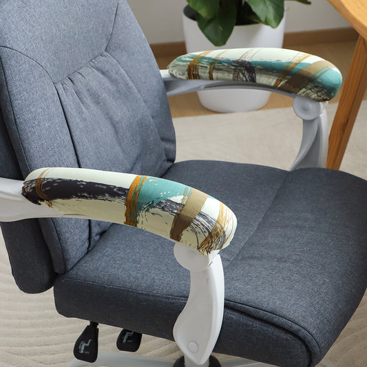 140gsm Printed Armrest Covers for Office Chair (Elastic Style), 1 Pair, Parchement Beige Abstract Art