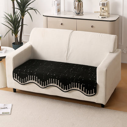 Premium Supple Soft Wavy with Curve Sofa Cover Mat, Black