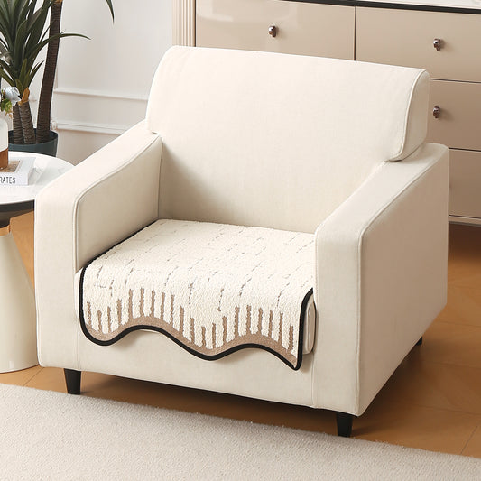 Premium Supple Soft Wavy with Curve Sofa Cover Mat, Cream Brown