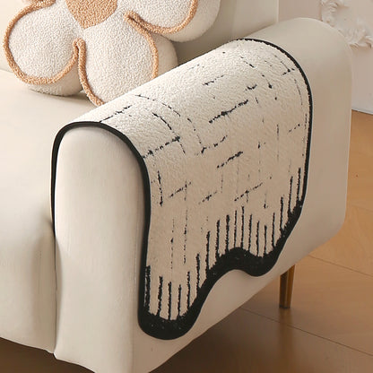 Premium Supple Soft Wavy with Curve Sofa Cover Mat, Off-White