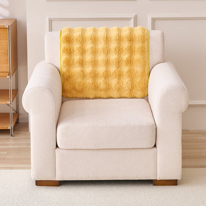 'FurHug' Premium Faux Rabbit Fur Sofa Seat Mats, Honey Yellow
