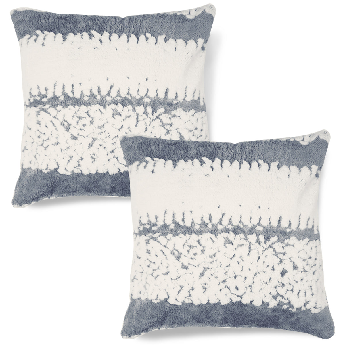 Luxury Wavy Plush Cushion Cover for Sofa - Pewter Grey - Pack of 2