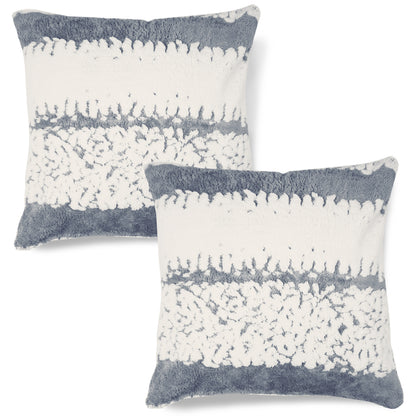 Luxury Wavy Plush Cushion Cover for Sofa - Pewter Grey