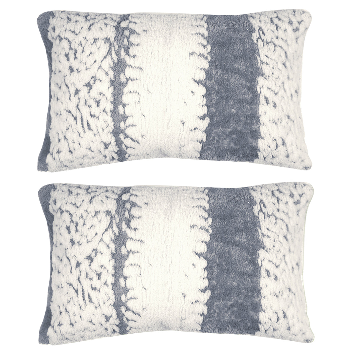 Luxury Wavy Plush Cushion Cover for Sofa - Pewter Grey - Pack of 2