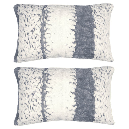 Luxury Wavy Plush Cushion Cover for Sofa - Pewter Grey