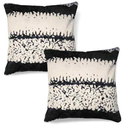 Luxury Wavy Plush Cushion Cover for Sofa - Black