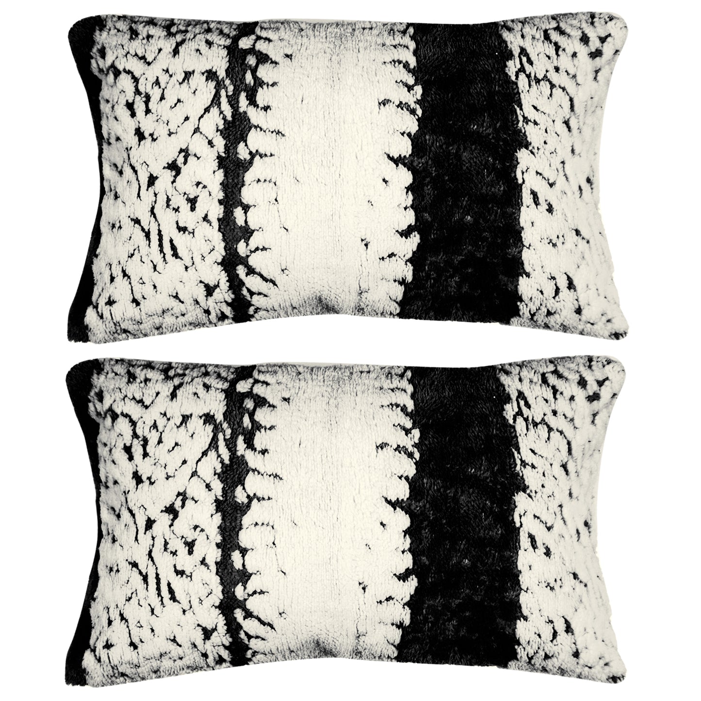 Luxury Wavy Plush Cushion Cover for Sofa - Black