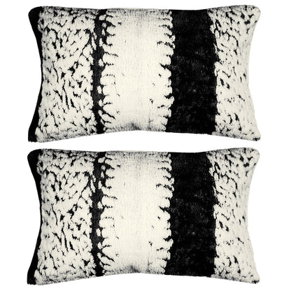 Luxury Wavy Plush Cushion Cover for Sofa - Black