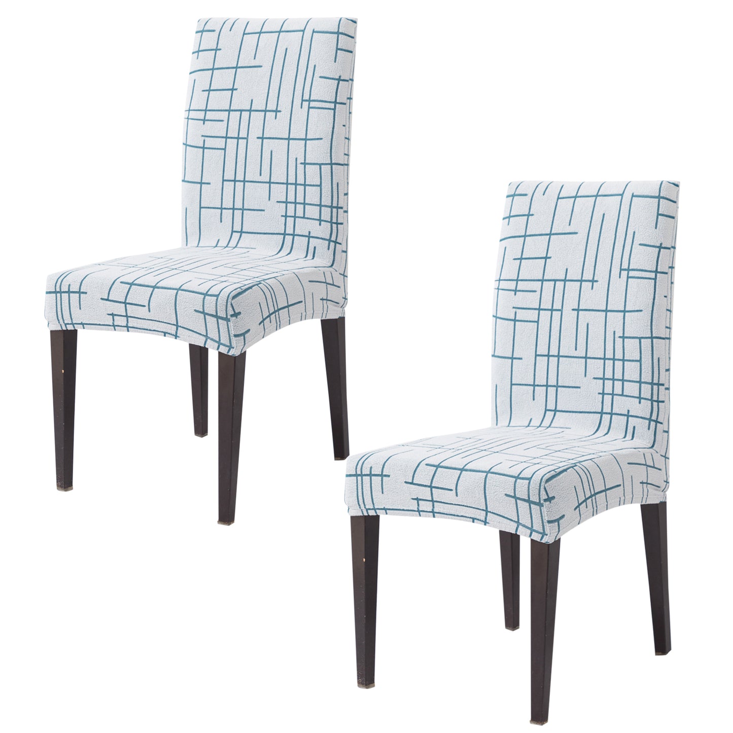 'Crossline Series' 180 GSM Jacquard Chair Cover Set 1/2/4/6, Teal Blue