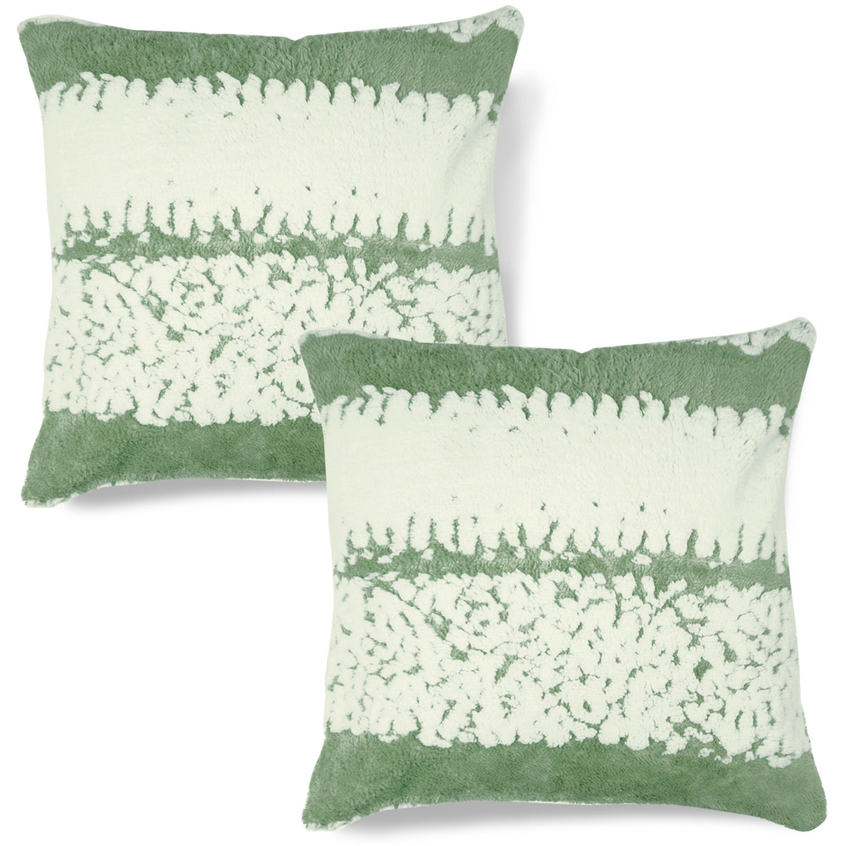 Luxury Wavy Plush Cushion Cover for Sofa - Pistachio Green - Pack of 2