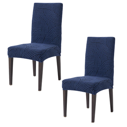 WaveLine Series 180 GSM Jacquard Chair Cover Set of 1/2/4/6, Royal Blue
