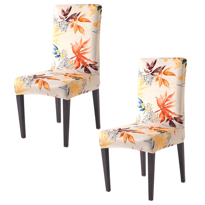 Premium Printed Velvet Dining Chair Cover Set, Amber Serene Flora