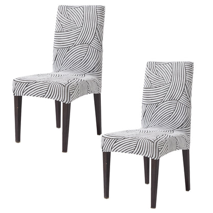 WaveLine Series 180 GSM Jacquard Chair Cover Set 1/2/4/6, Classic White