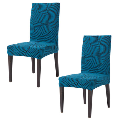 WaveLine Series 180 GSM Jacquard Chair Cover Set of 1/2/4/6, Teal Green