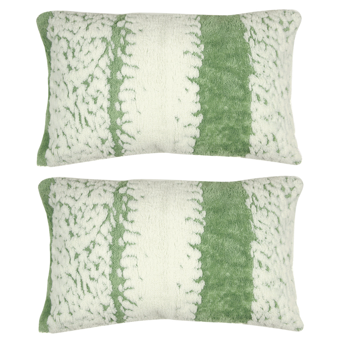 Luxury Wavy Plush Cushion Cover for Sofa - Pistachio Green - Pack of 2