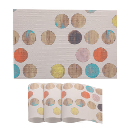 Color Splash PVC Mats for Dining Table, Watercolor Circles - Soft Beige