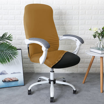 Office Chair Cover for Desk Chair (Mid-Back) – 140 GSM Stretch Fabric – Washable, Durable & Anti-Slip – Fits Mid-Back Office Chairs, Camel