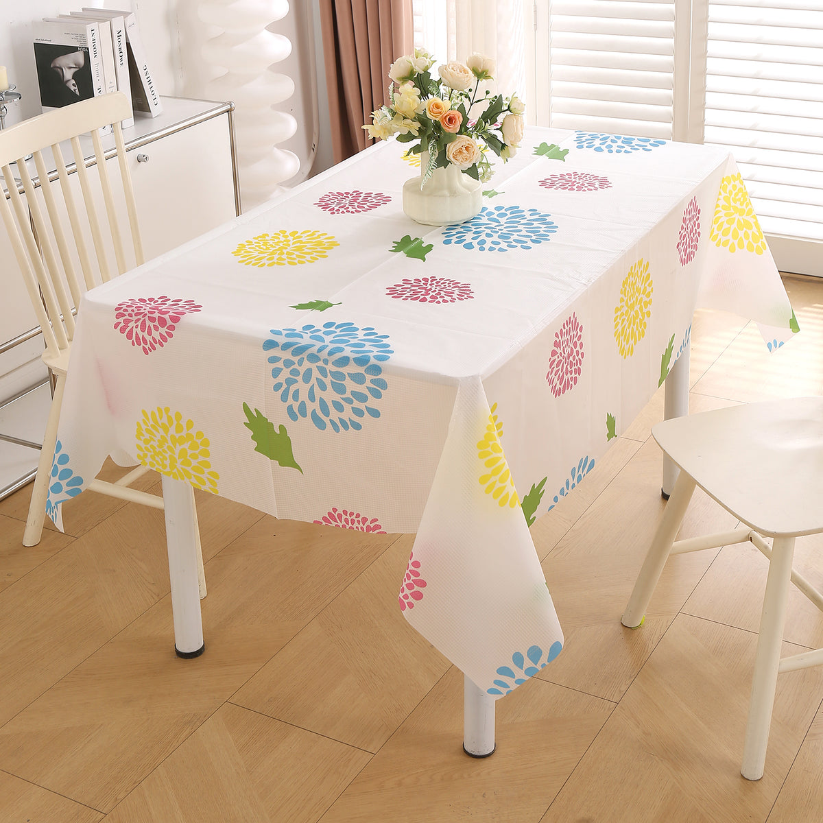 Buy Multicolor Chrysanthemum Print PEVA Waterproof Tablecloth - HOKIPO | Har Ghar Ka Humsafar