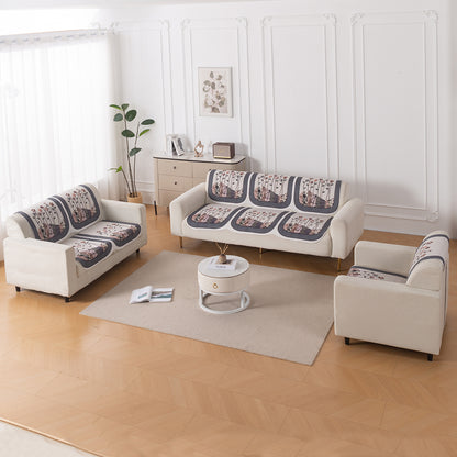 HeavenHue Fleece Soft Touch Quilted Sofa Cover Set Washable Sofa Panel for Seat & Back - Mystic Wings