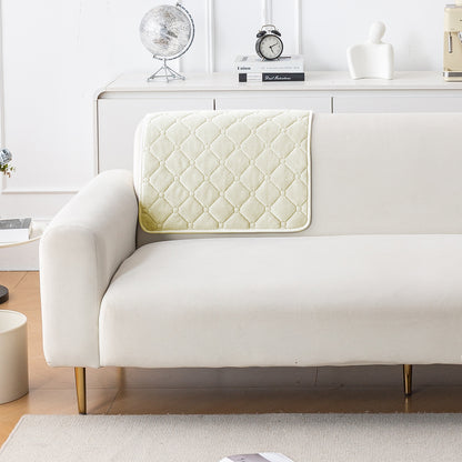 Diamond Tuft Plush Sofa Cover Mat, Ivory Cream