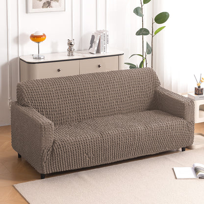 Aria Nova Elastic 280 GSM Stretchable Bubble Sofa Cover , Mocha Brown