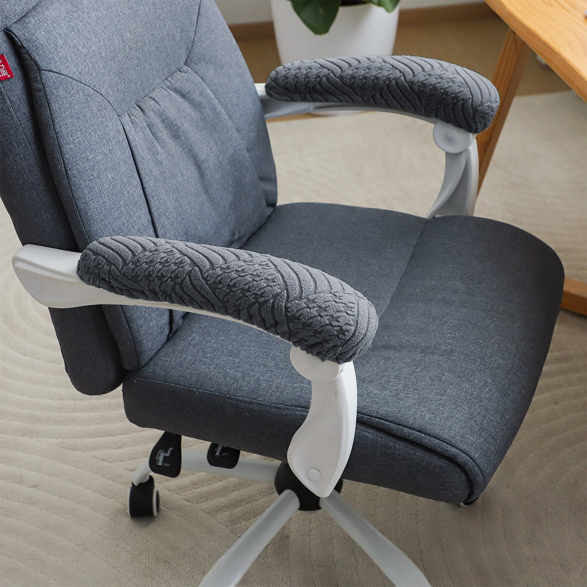 170gsm Jacquard Armrest Covers for Office Chair (Elastic Style), 1 Pair, Dark Grey