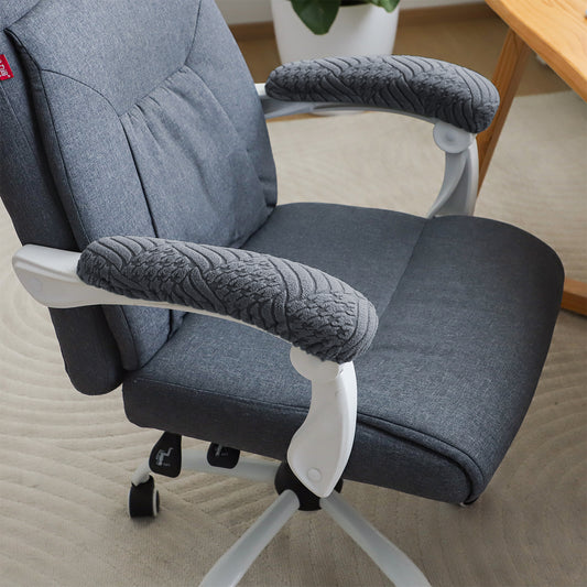 170gsm Jacquard Armrest Covers for Office Chair (Elastic Style), 1 Pair, Dark Grey
