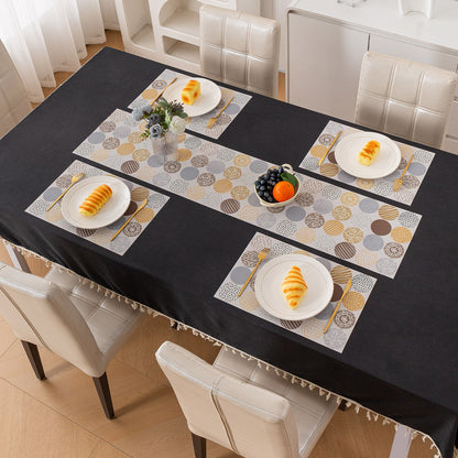 Color Splash PVC Mats for Dining Table, Abstract Circles - Olive Brown