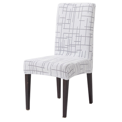'Crossline Series' 180 GSM Jacquard Chair Cover Set 1/2/4/6, Light Grey