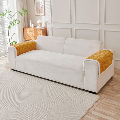 'Italian Caelora' Luxury Jacquard Plush Sofa Cover Mat and Anti-Slip Armrest Covers - Honey Yellow