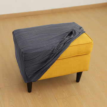 Nestiva Series Knitting Jacquard Stretchable Footstool Cover - Porpoise Grey
