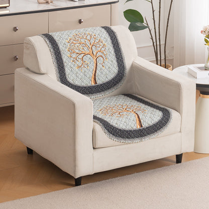 LoomVerse Quilted Sofa Cover Set Washable Sofa Panel for Seat & Back - Tranquil Tree
