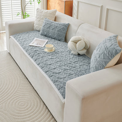 'Italian Caelora' Luxury Jacquard Plush Anti-Slip Sofa Cover Mat - Powder Blue