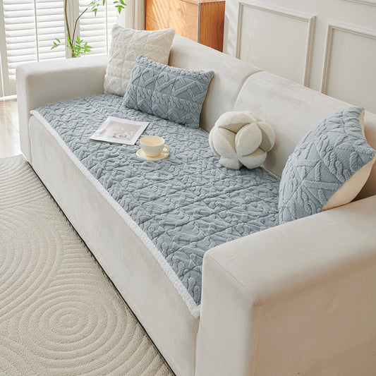 'Italian Caelora' Luxury Jacquard Plush Anti-Slip Sofa Cover Mat - Powder Blue