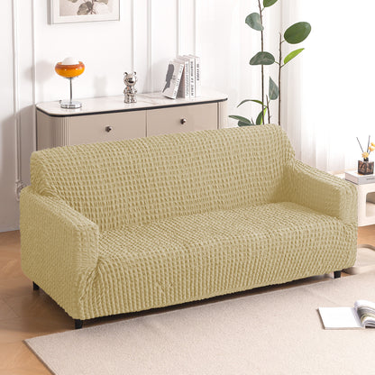 Aria Nova Elastic 280 GSM Stretchable Bubble Sofa Cover , Beige