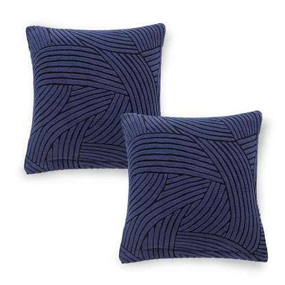 'WaveLine Series' Jacquard Cushion Cover Set of 2, Royal Blue
