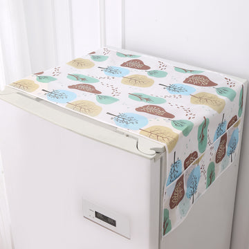 Small / Large Fridge Cover Top | For Smaller Single Door, Double Door and Bigger Double Door Refrigerator - Waterproof, Printed with 6 Side Pockets, Nature Trees