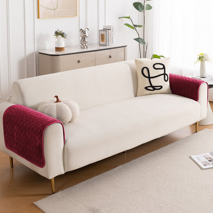 Diamond Plush Pebble Quilted Sofa Cover Mat, Wine