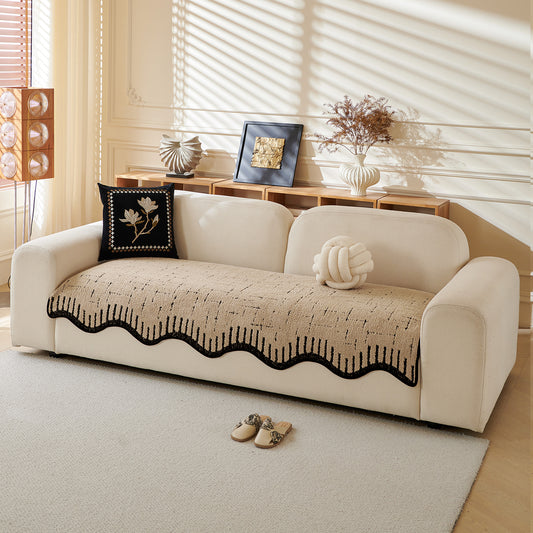 Premium Supple Soft Wavy Sofa Cover Mat, Brown